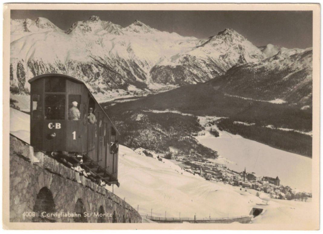 Cartes postales: St. Moritz mit Standseilbahn Corviglia – D'occasion à Binningen par Mountainrider