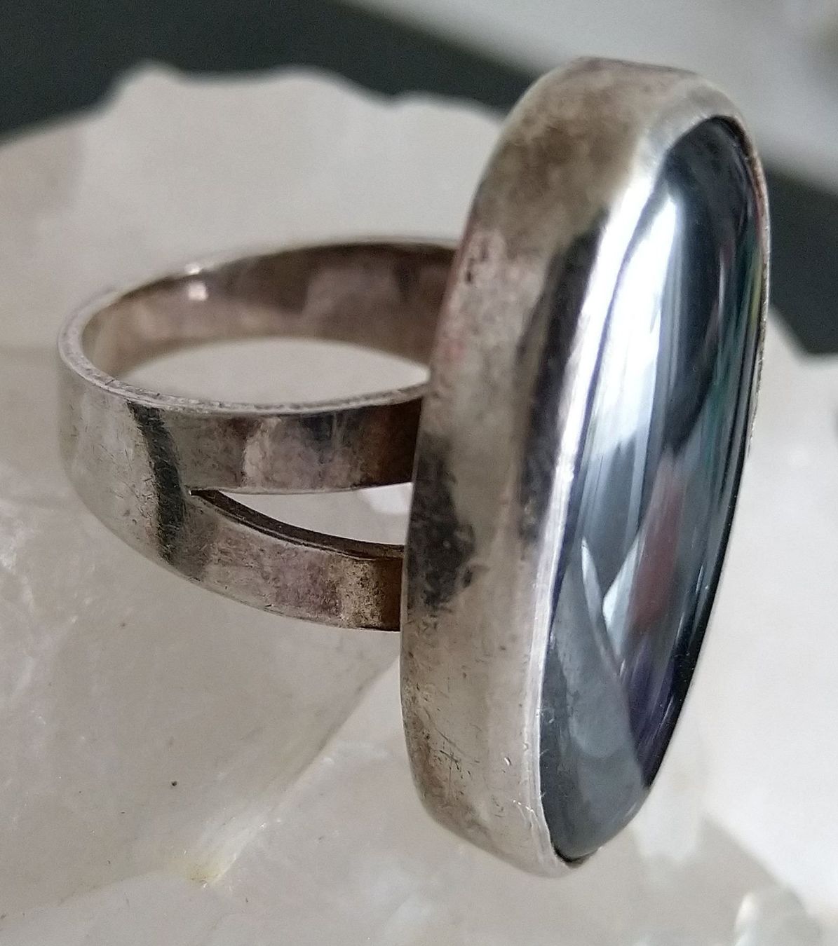 Anelli: RING MIT GROSSEM HÄMATIT IN 925 SILBER – Usato da Romanshorn venduto da Glitzer-Paradies 4