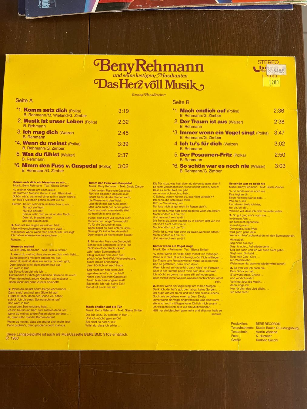 Dischi in vinile: LP.  Beny Rehmann – Usato da Dintikon venduto da Redgar58 1