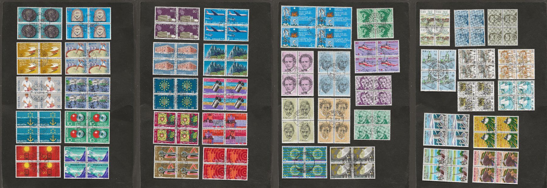 Alle Briefmarken: Schweiz 43 gestempelte Viererblock – Gebraucht aus Au ZH von xelagreb01