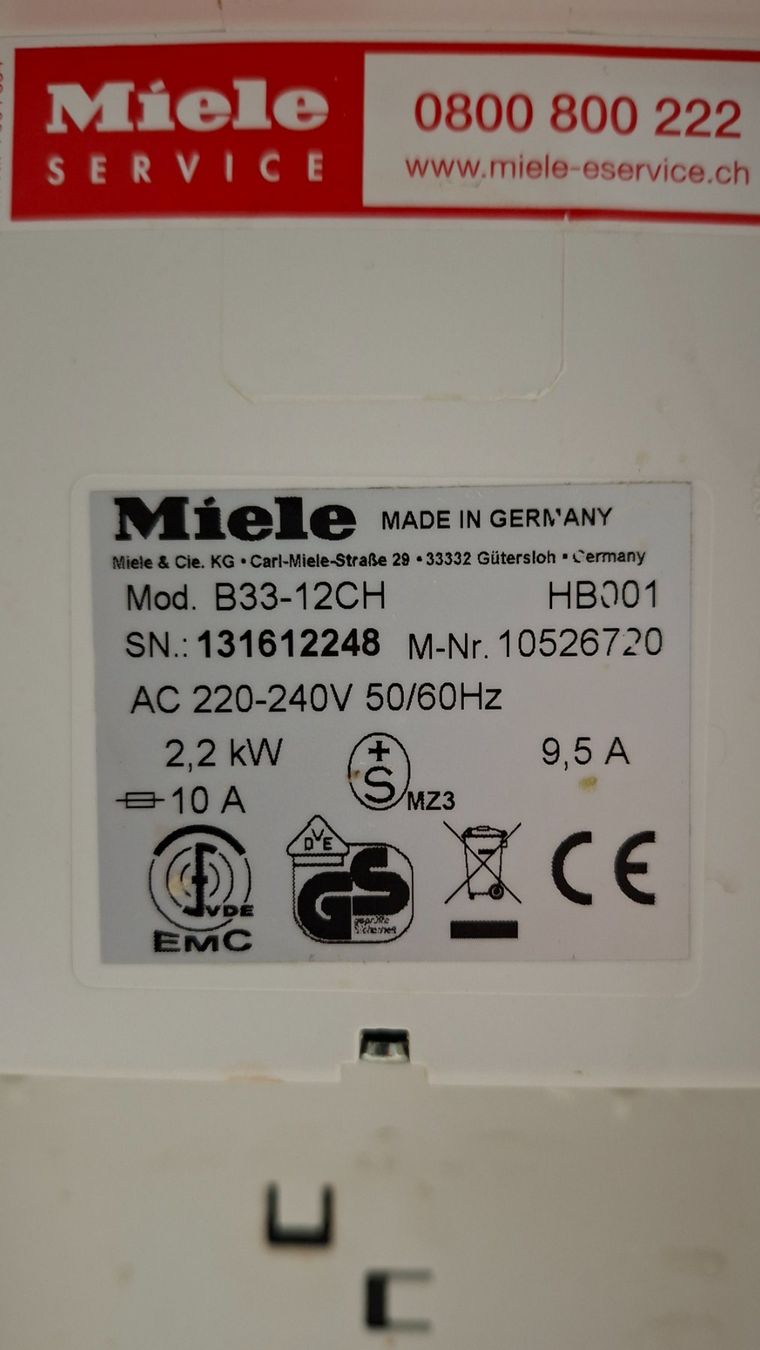 Miele Fers à repasser: Miele B33-12CH  DEFEKT – Défectueux à Zug par ases91 2