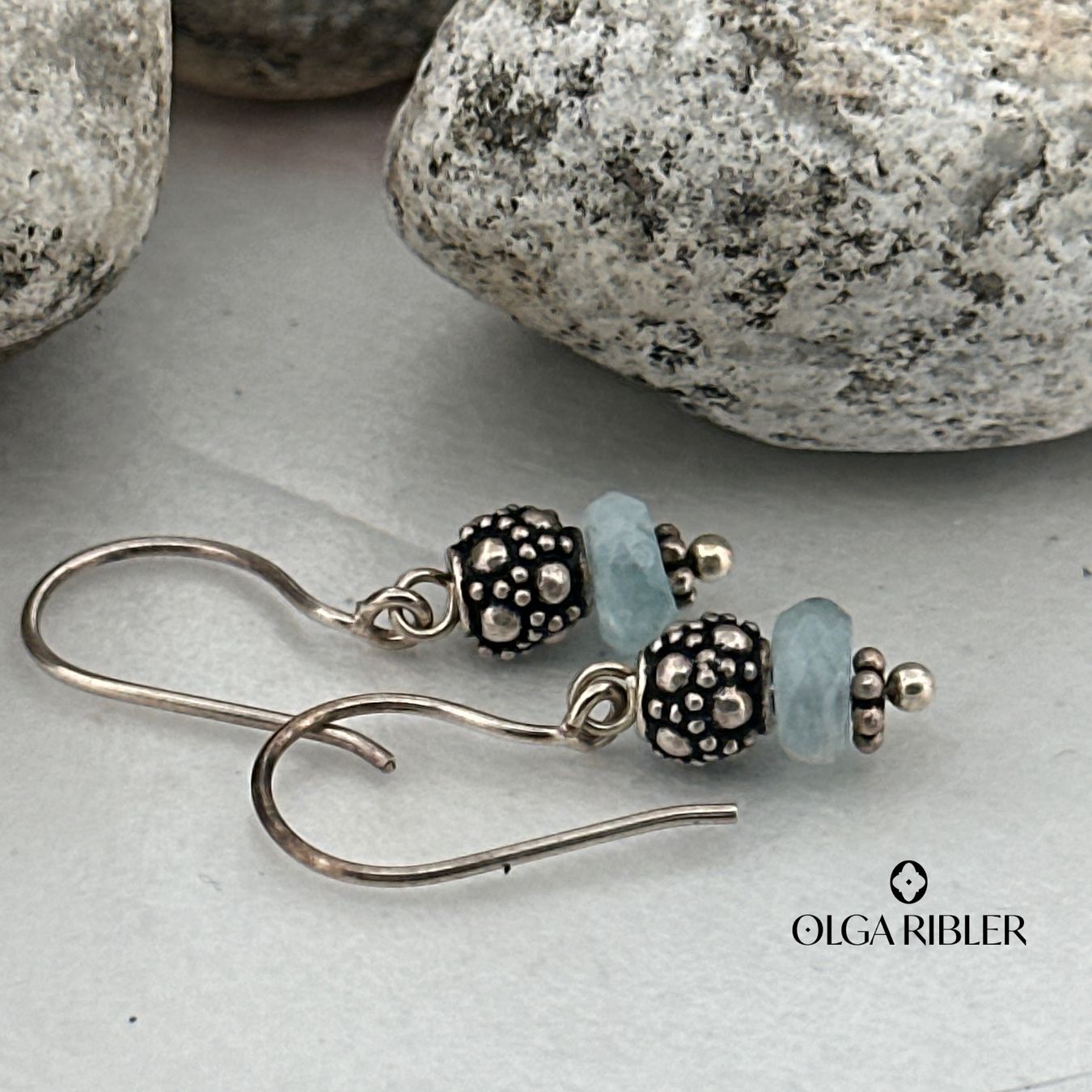 Olga Ribler Boucles d'oreille: Silberohrhänger mit Aquamarin – Neuf (Voir description) à Luzern par MonikaS03 5
