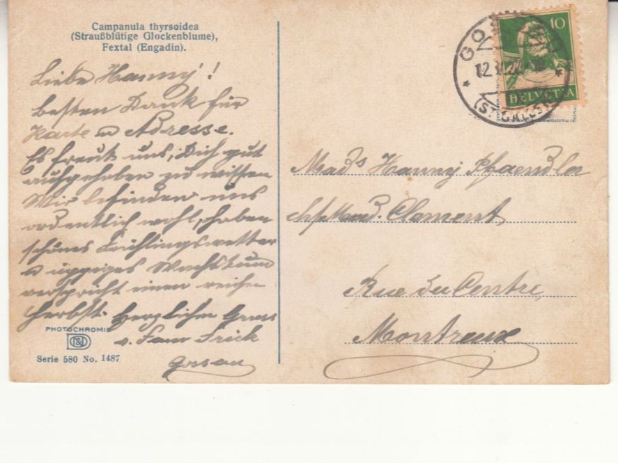Cartoline postali: Fextal Campanula 1922 – Usato da Bürglen TG venduto da StampGraf 1
