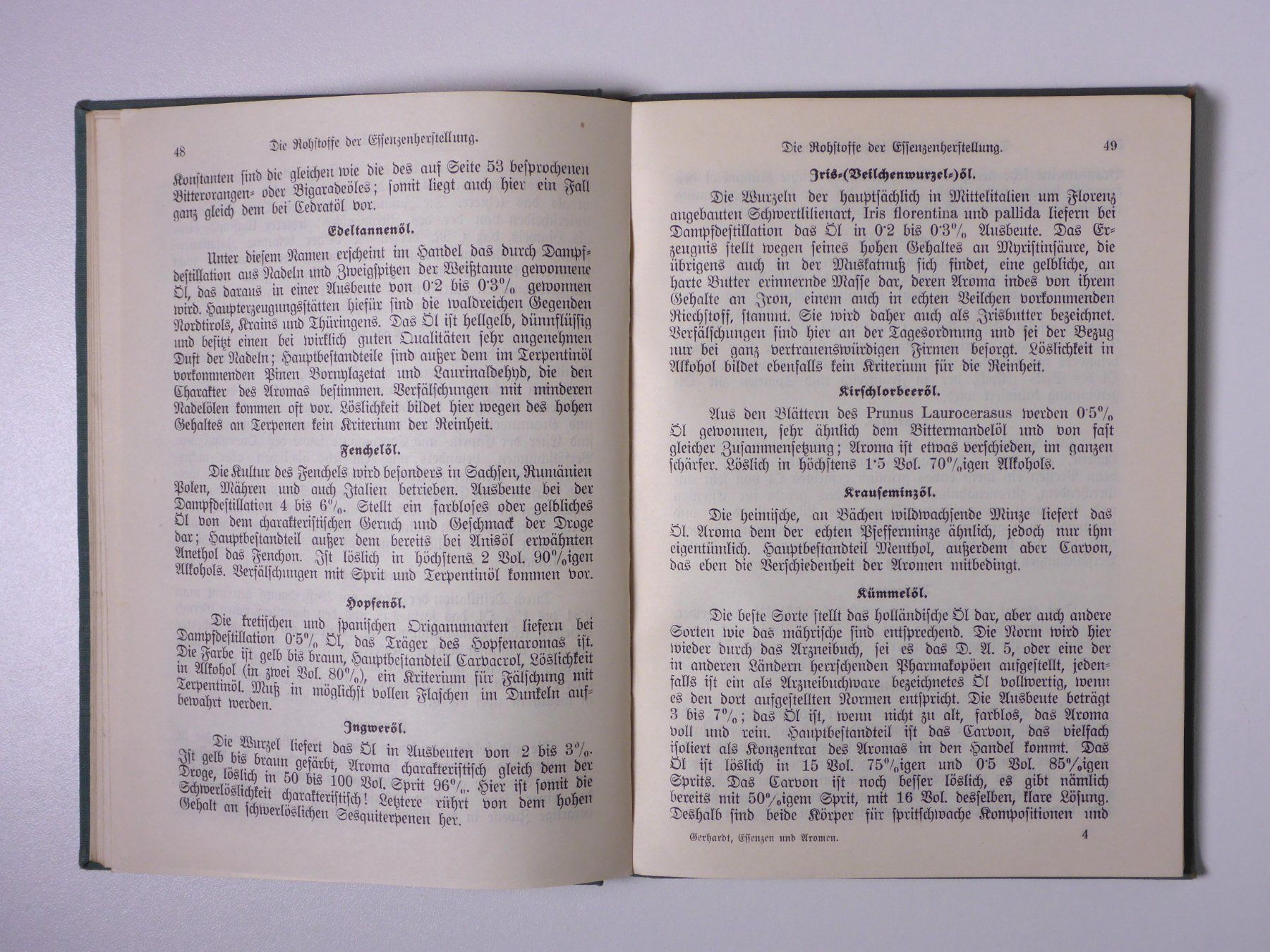 Bücher: Otto Gerhardt: Essenzen und Aromen. 1925. – Gebraucht aus Erschwil von taglang 5