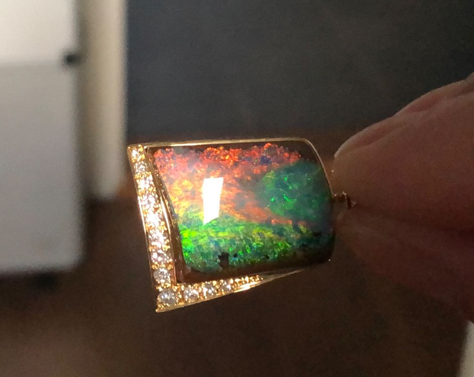 750 Gold Opal Anhänger Ohne Kette Größe 19 Mm X 7 Mm Australischer Opal