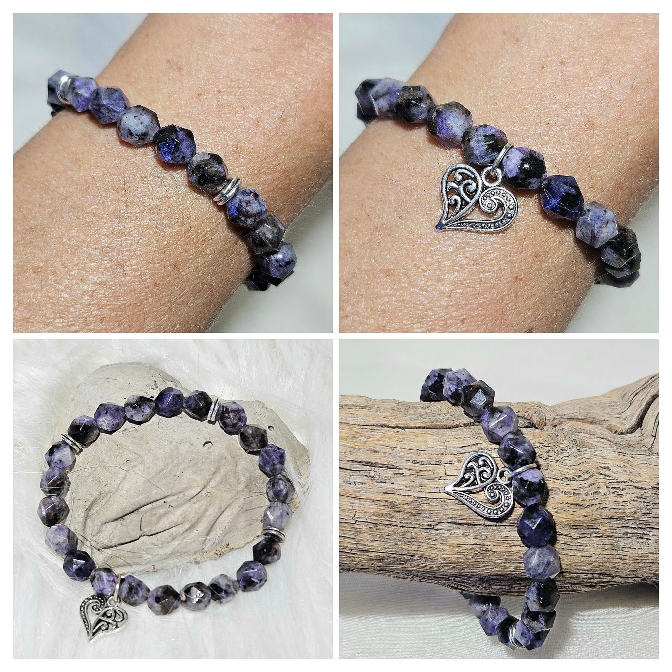 Bracciali & Braccialetti: Lila Chalcedon-Herz Armk. - Spendenaktion – Nuovo (secondo la descrizione) da Unterkulm venduto da Nachtigall