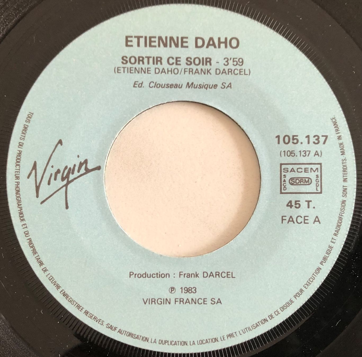 Vinyles: ETIENNE DAHO - SORTIR CE SOIR – D'occasion à Poliez-Pittet par Newtown-Records 2
