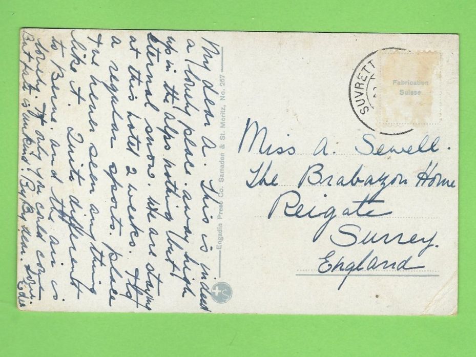 Cartoline postali: Suvretta-Haus St. Moritz, Winter Postkarte – Usato da Zürich venduto da t24_de 1