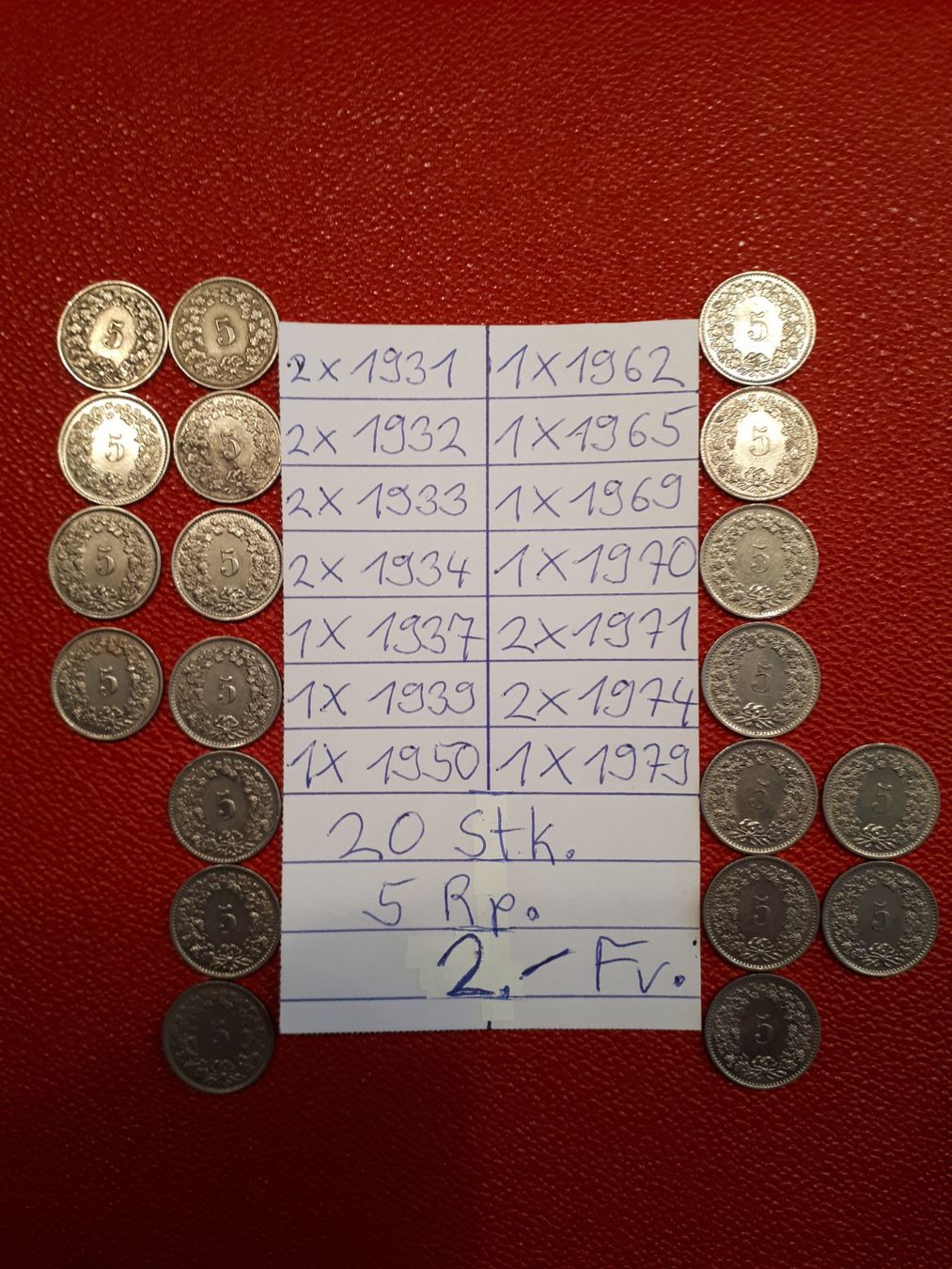Tutti le monete: Schweizer 5 Rappen Münzen - Set 20 Stk. – Usato da Dürnten venduto da kuh_7mdq 1