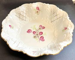 Schale Porzellan Weisswasser Germany Deko Blumen / Gold TOP
