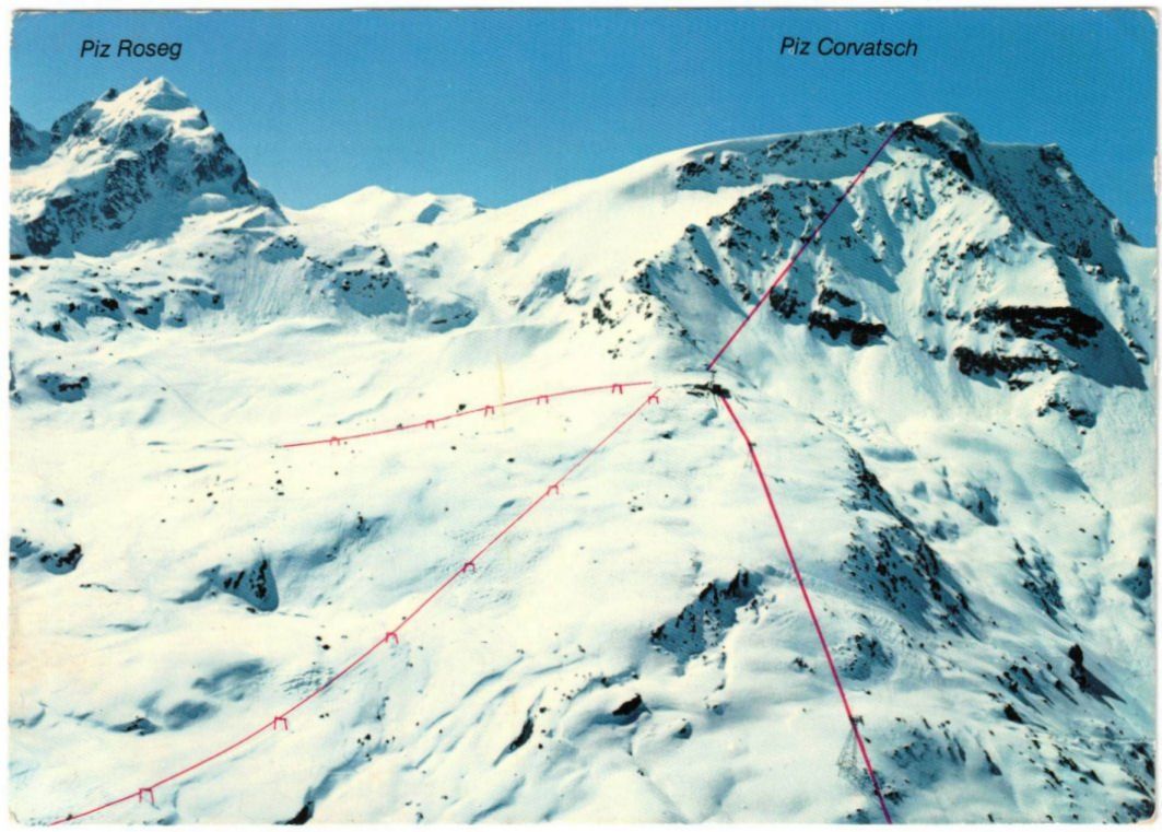 Cartoline postali: Silvaplana - Pistenplan Corvatsch – Usato da Binningen venduto da Mountainrider