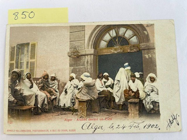 Cartoline postali: alte Ansichtskarte Algerien Arabes devant un Café, 1902 – Usato da Niederwil AG venduto da dahu75