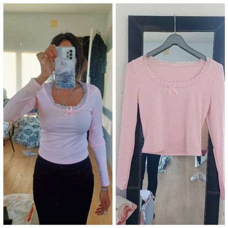 Taille M. Haut rose clair court NEUF à longues manches