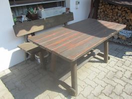 Gartentisch mit Bank, Holz,   guter Zustand