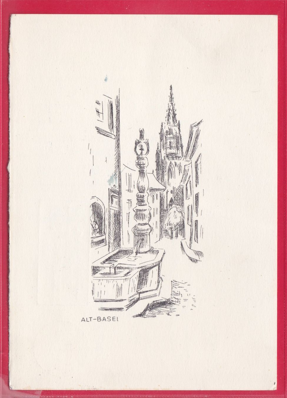 Cartoline postali: ALT-BASEL, AUGUSTINER BRUNNEN, 23.12.1958 – Usato da Oberrieden venduto da Gebirgsstelze