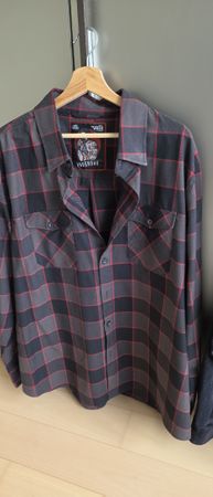 VOLK Flannel Underdog 2XL schwarz/rot Bikerhemd
