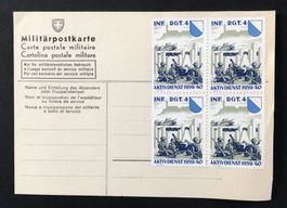 MILITÄRPOSTKARTE 4ER BLOCK INF.RGT.4