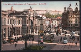 Zürich, Bahnhofplatz mit Polytechnikum-