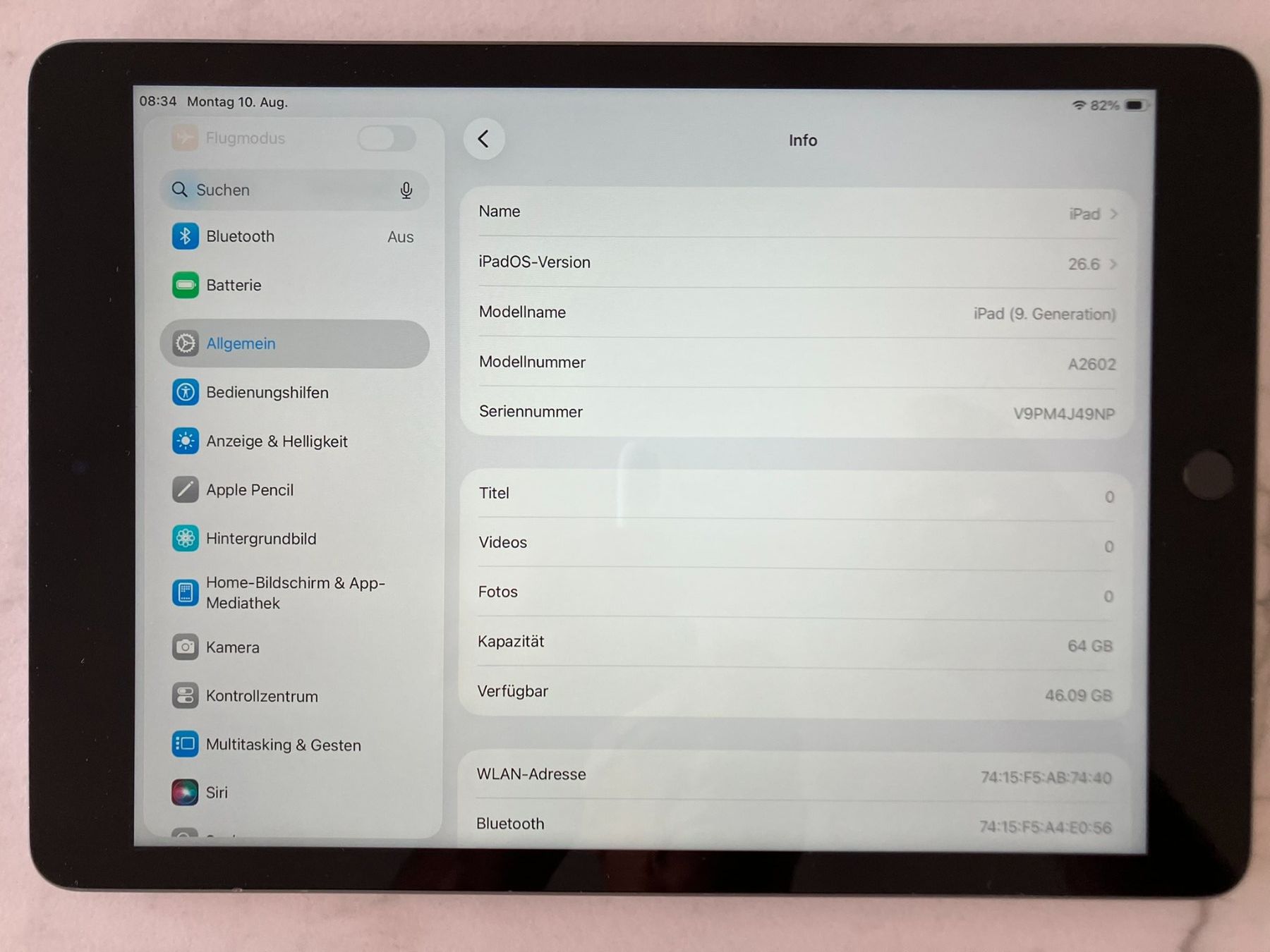 Apple Tablettes PC: iPad 9. Generation WiFi / 64GB / Model A2602 – D'occasion à Meisterschwanden par Discus0 1