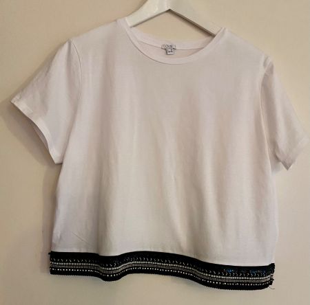 Kurzes T-Shirt in Weiss, Gr. XL