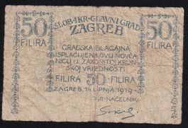 Kroatien Zagreb 50 Filira 1919