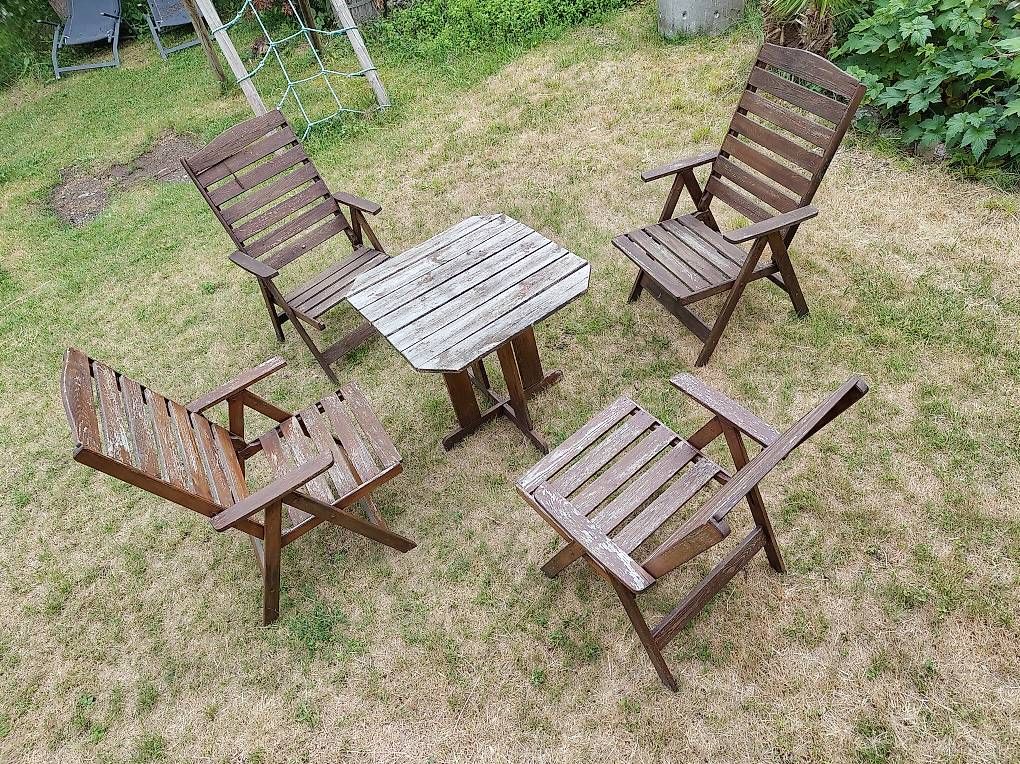 Tischset: Gartentisch Gartenstühle Holz – Gebraucht aus Brienz BE von cgj