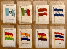 1934 - 8 NATIONAL FLAGS Seide Sammelbilder aus England