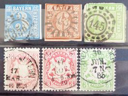 BAVIÈRE - BAYERN: 6 Gestempelte aus 1850–1881