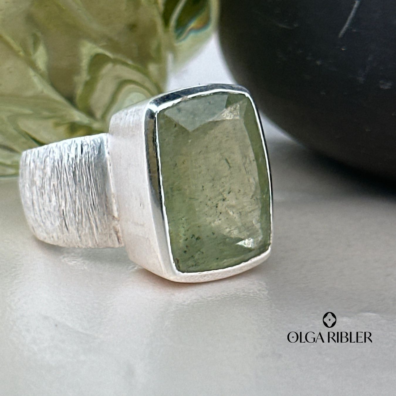 Olga Ribler Bagues: Statement-Ring mit Moos-Aquamarin Ringgrösse 59 – Neuf (Voir description) à Luzern par Schmuckoutlet 2