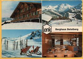 4-Bild-AK LENK Berghaus Betelberg - Gondelbahn - Skifahrer