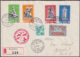1940, B3-B6 (Denkmäler) Rotkreuzflug (25) ROMANISCH. LUXUS!
