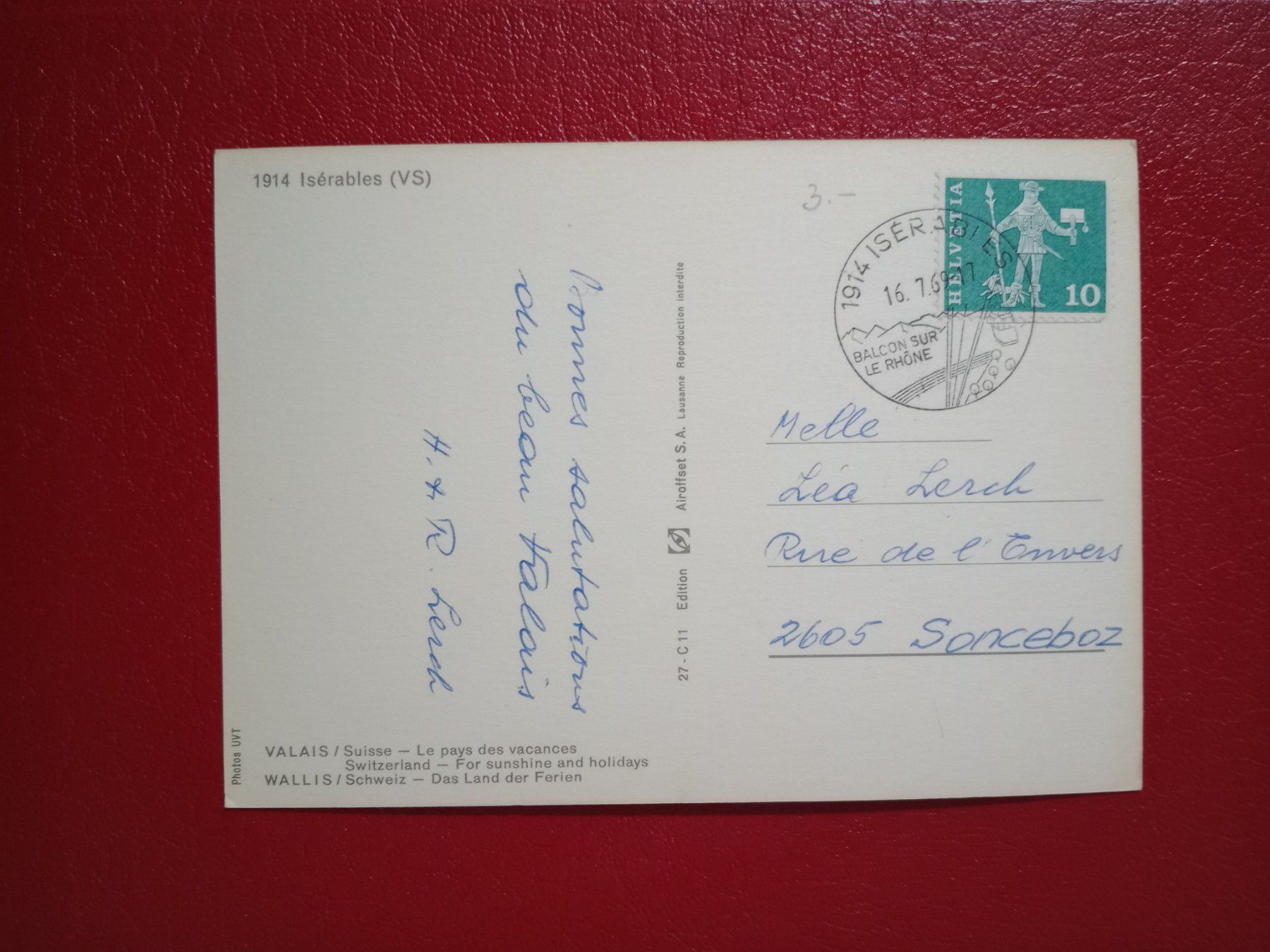 Cartes postales: Iserables Wallis Teilansicht 1969 – D'occasion à Küttigen par Melisch1000 1