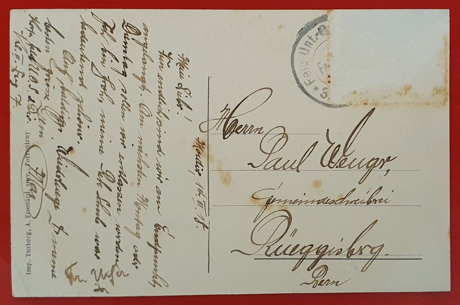 Cartoline postali: Moutier 1918 - Grand Rue – Usato da Kreuzlingen venduto da Rschweiz1 1