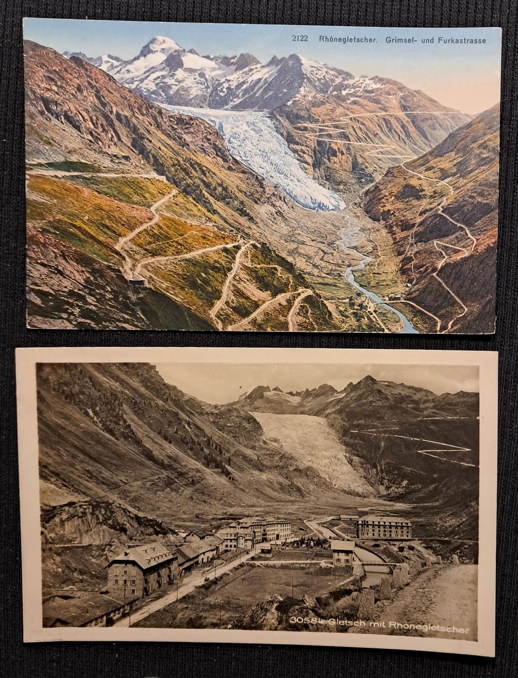 Cartoline postali: 2 AK RHONEGLETSCHER - FURKASTRASSE - GRIMSEL – Usato da Ponto Valentino venduto da giorgia06
