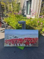 handgemaltes Pfister Bild, Wiese mit roten Blumen, wie neu