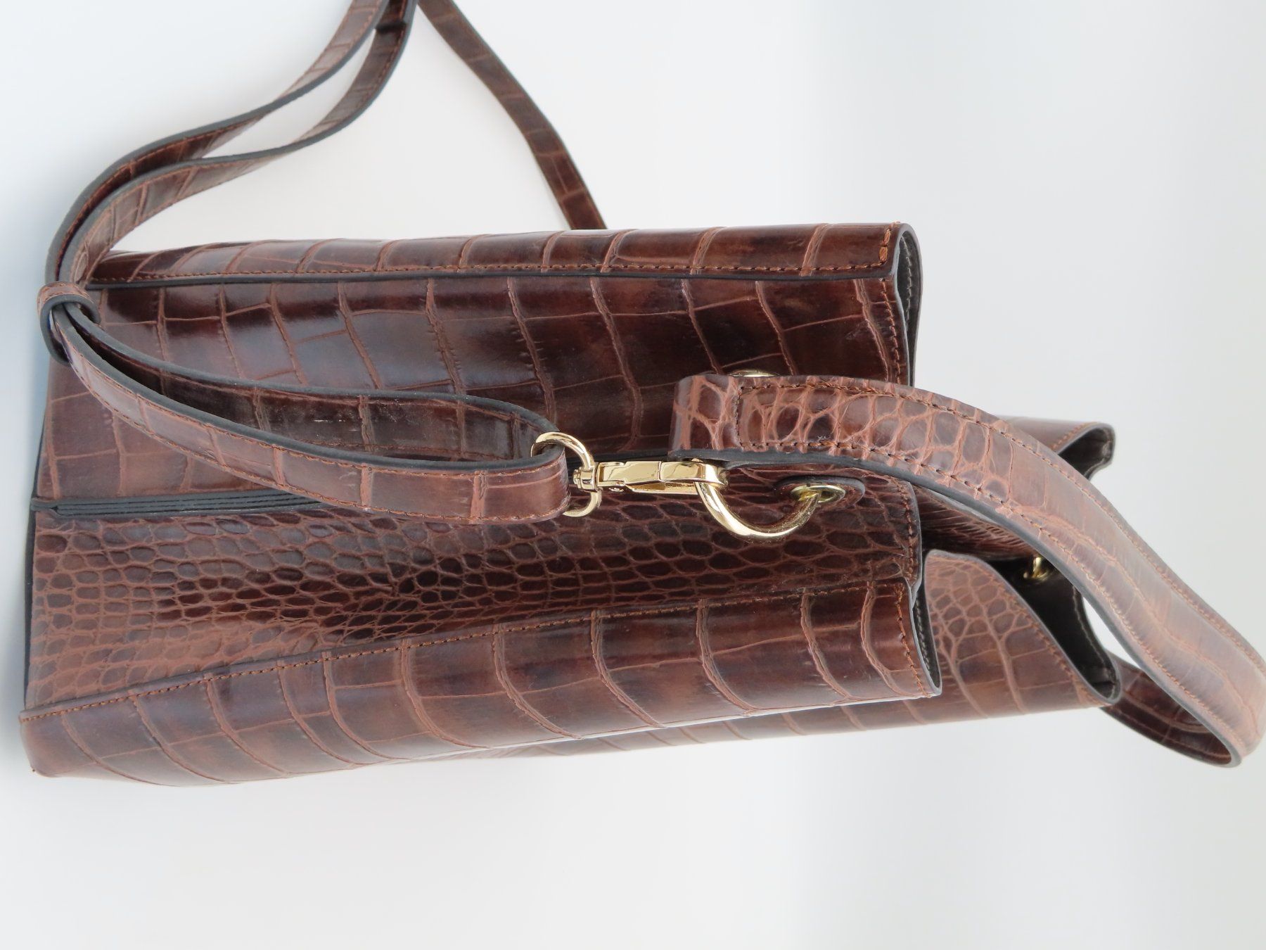 L.Credi Borse: L.CREDI Handtasche aus Krokodil-Imitat – Usato da Reinach BL venduto da WBZ-Flohmarkt 4