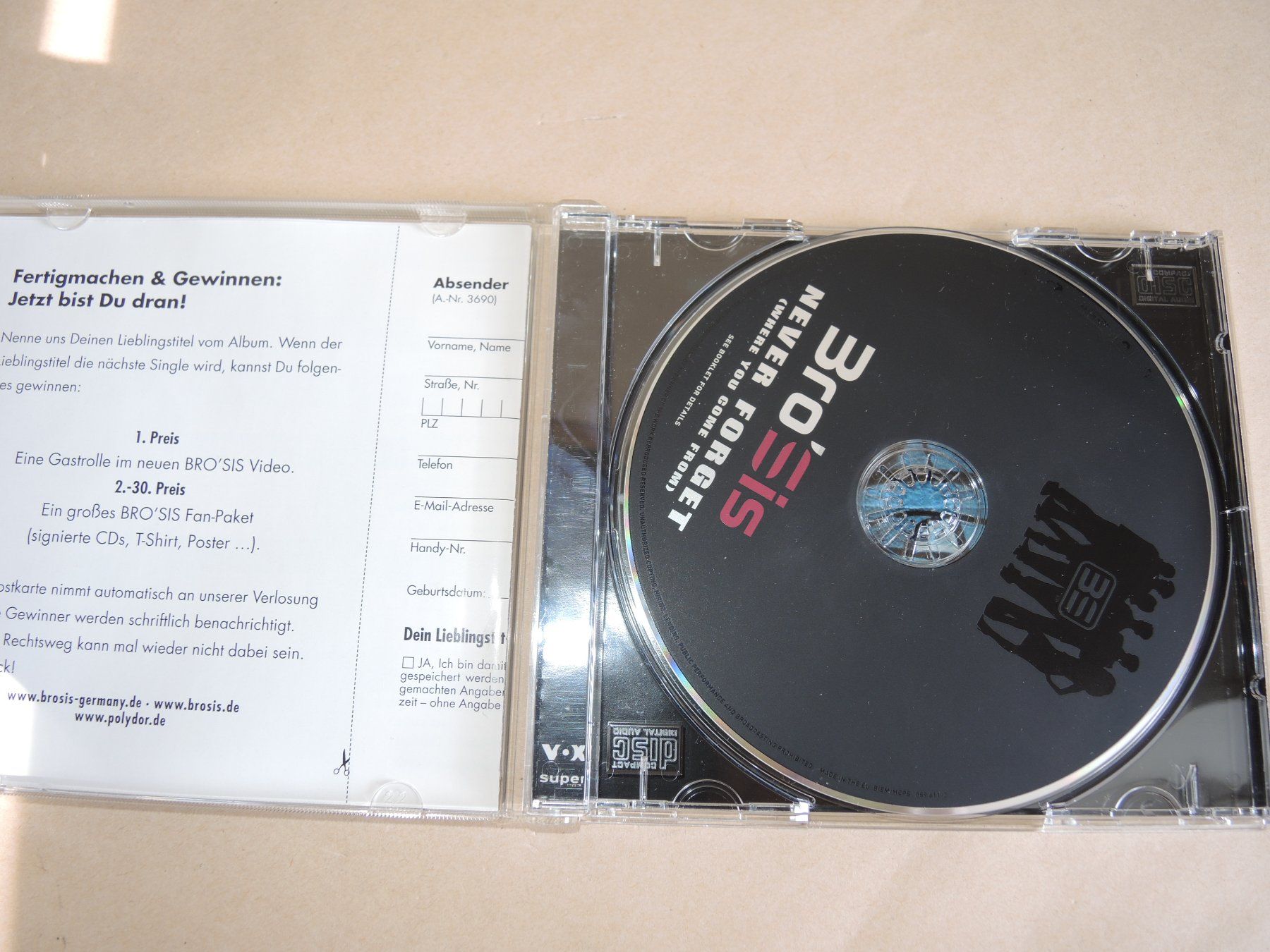 CD: Bro'Sis - Never Forget - CD - RTL - I believe – Usato da Rorschach venduto da maeck8 1