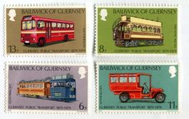 Briefmarken "Autobus, Tram". Guernsey.