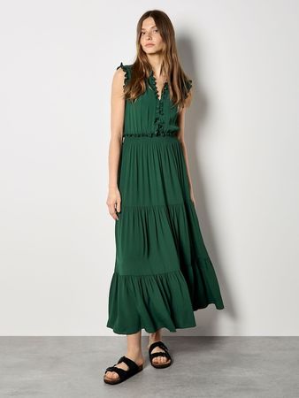Apricot Viscose Midi Dress