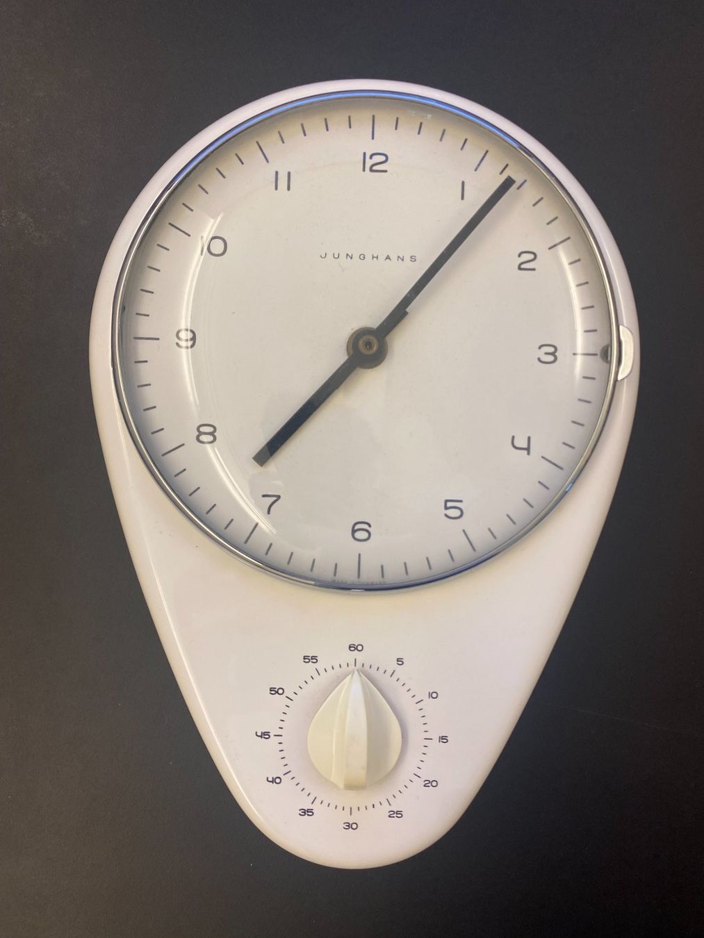 Junghans Orologi da terra & Orologi da parete: Junghans Max Bill Küchenuhr mit Kurzzeitmesser – Usato da Basel venduto da jansim123