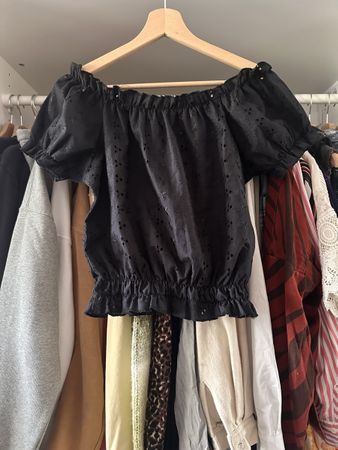 Schössli-Bluse ORIG, Grösse L, Schwarz - Perfekt für Summer!