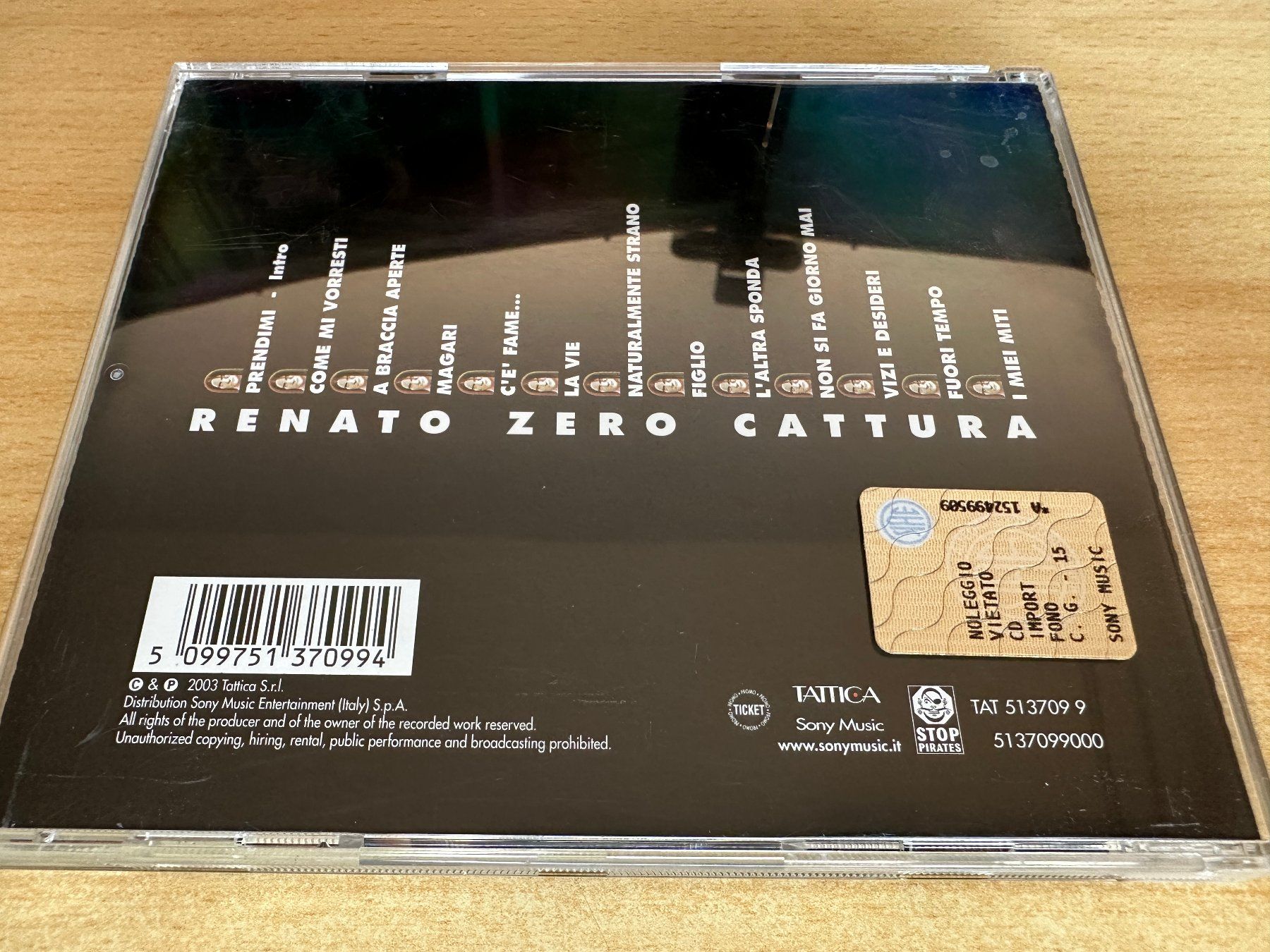 CD: K1 Renato Zero – Cattura – Usato da Rikon im Tösstal venduto da Alpenmutz 1