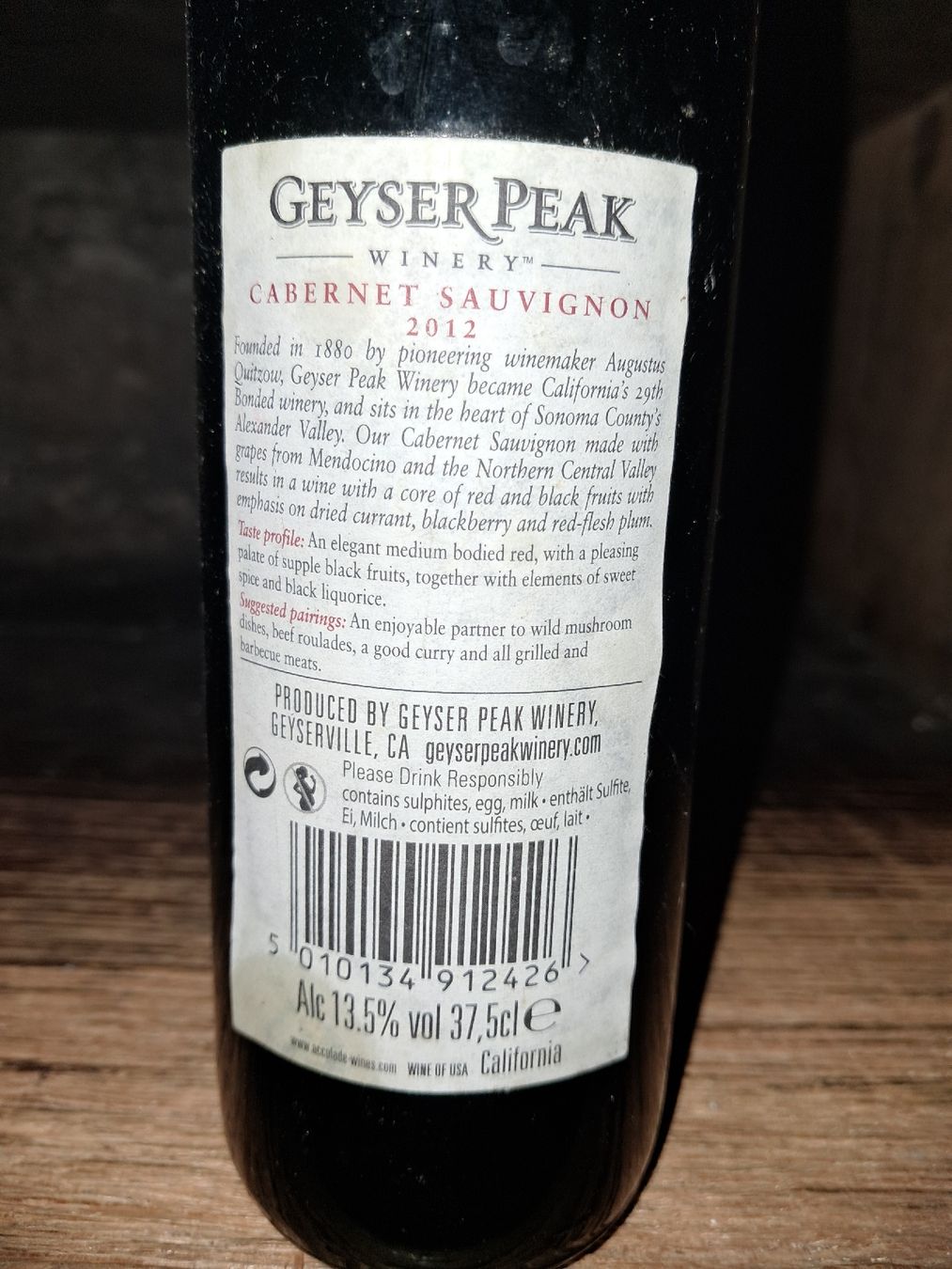 Vino: Cabernet Sauvignon Geyser Peak Winery 2012 – Nuovo e nell'imballaggio originale da Le locle venduto da juliensaran 4
