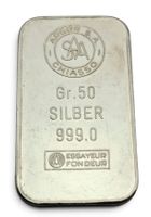 Argor SA Chiasso Silberbarren 50g Feinsilber 999 Vintage