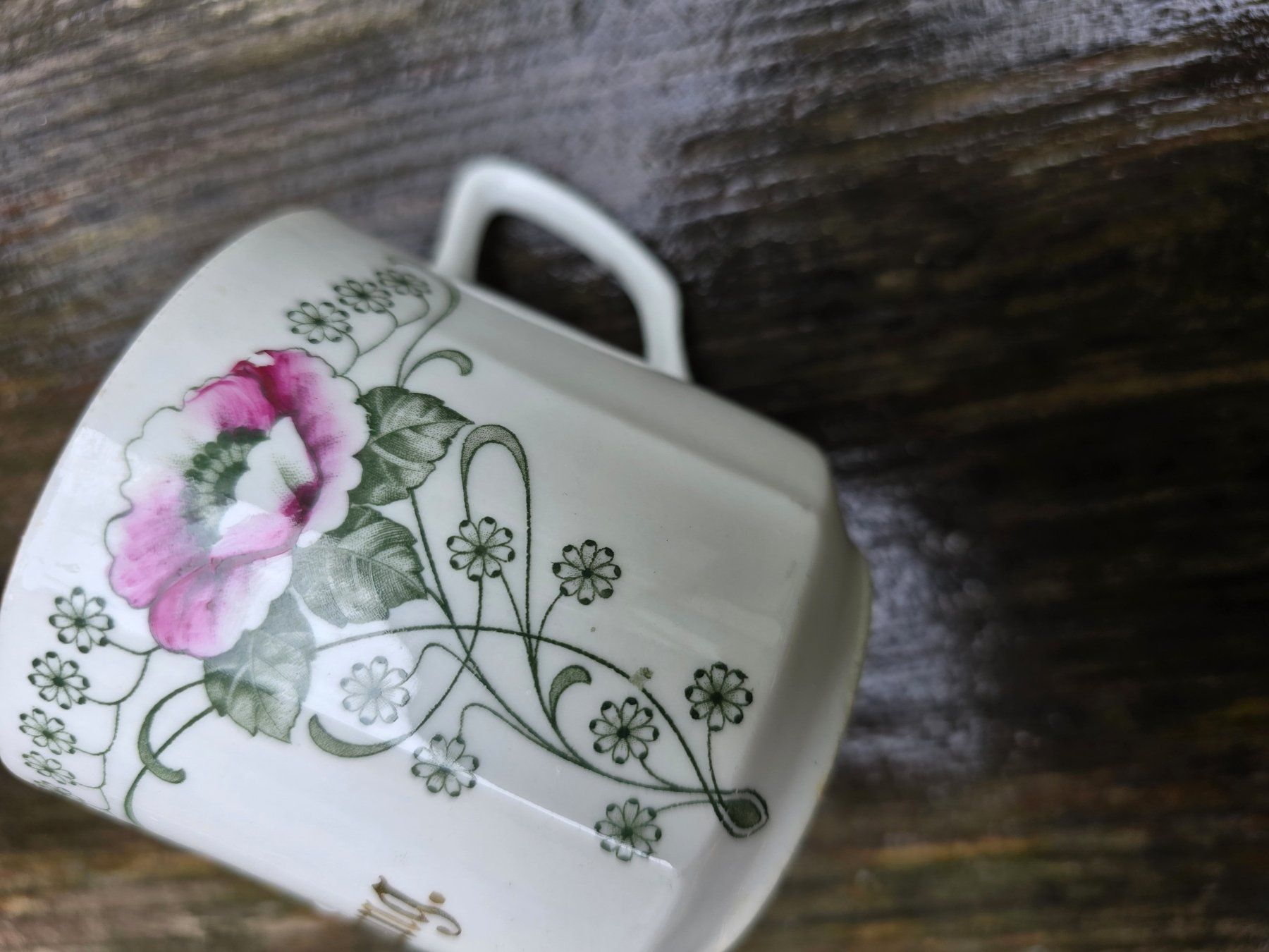 Tazze: Antike Tasse "Zur Erinnerung" mit Blumenmuster – Usato da Romanshorn venduto da Rachacha 2