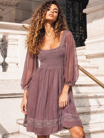 NEU! Nile romantisches Kleid 100% Seide mit Spitzen XS S