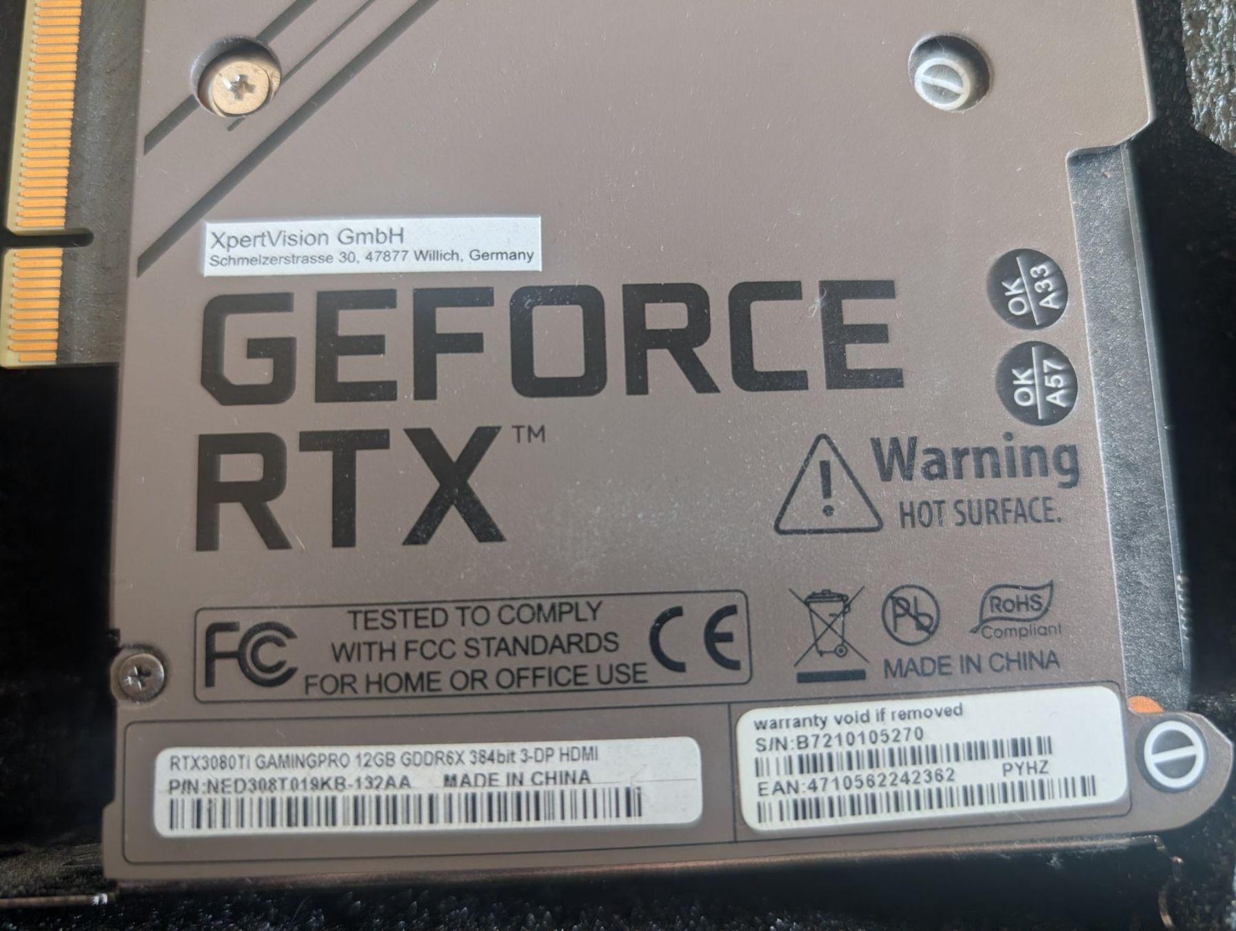 Cartes graphiques: Palit - GeForce RTX 3080 Ti GamingPro 12Go – D'occasion à Fiaugères par spa_8zdj 1