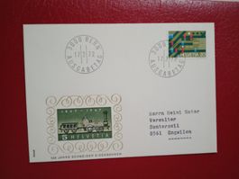 FDC 125 Jahre CH Bahnen 1972 mit Block Ausschnitt