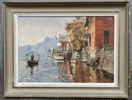 Gemälde E. Rosset Öl auf Lwd.  Lugano Gandria
