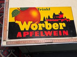 blechschild worber apfelwein,, tolle grafik um 1930